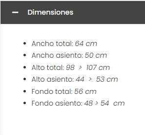 Niza - Silla ergonómica- Generosas dimensiones