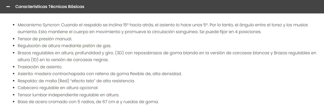 Niza - Silla ergonómica- Generosas dimensiones